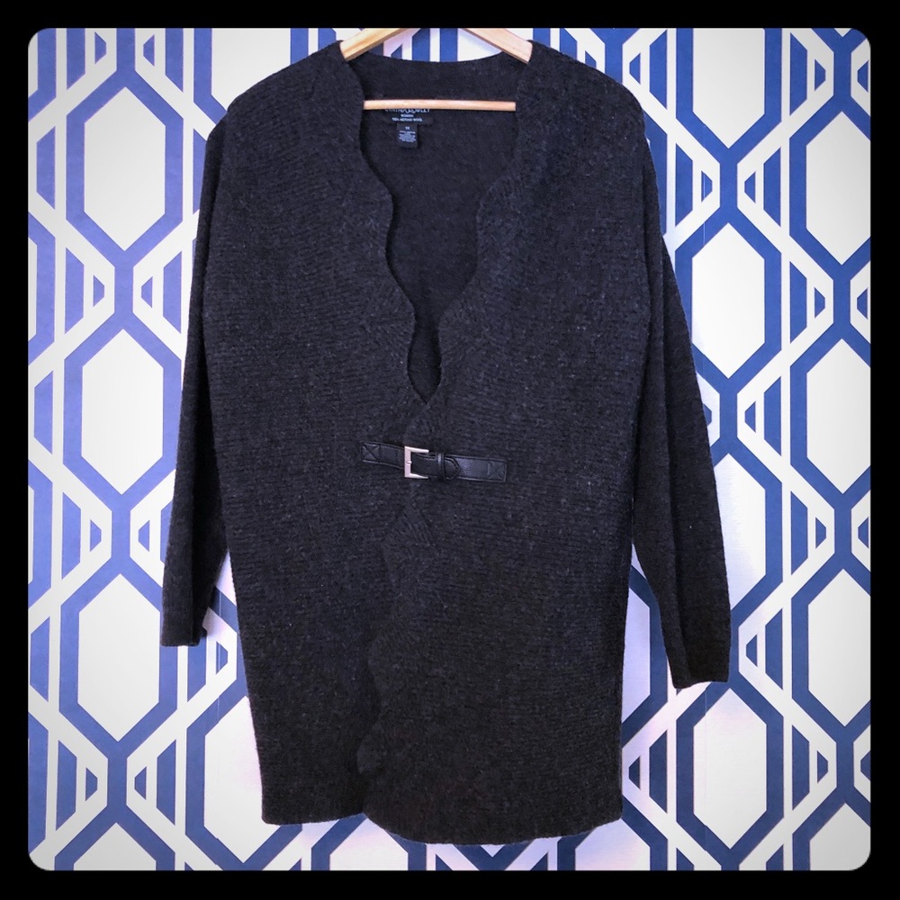Cynthia Rowley wool cardigan with scallop detail